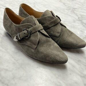 Pour La Victoire Zandra Monk Strap Pointed Toe Taupe Suede Loafer Size 7